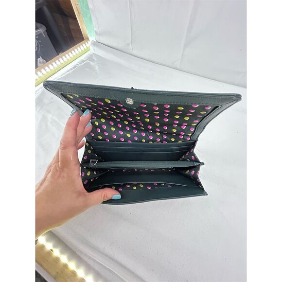 Vera Bradley Audrey RFID Wallet Falling Flowers Green Trifold Floral Women's - Picture 5 of 10